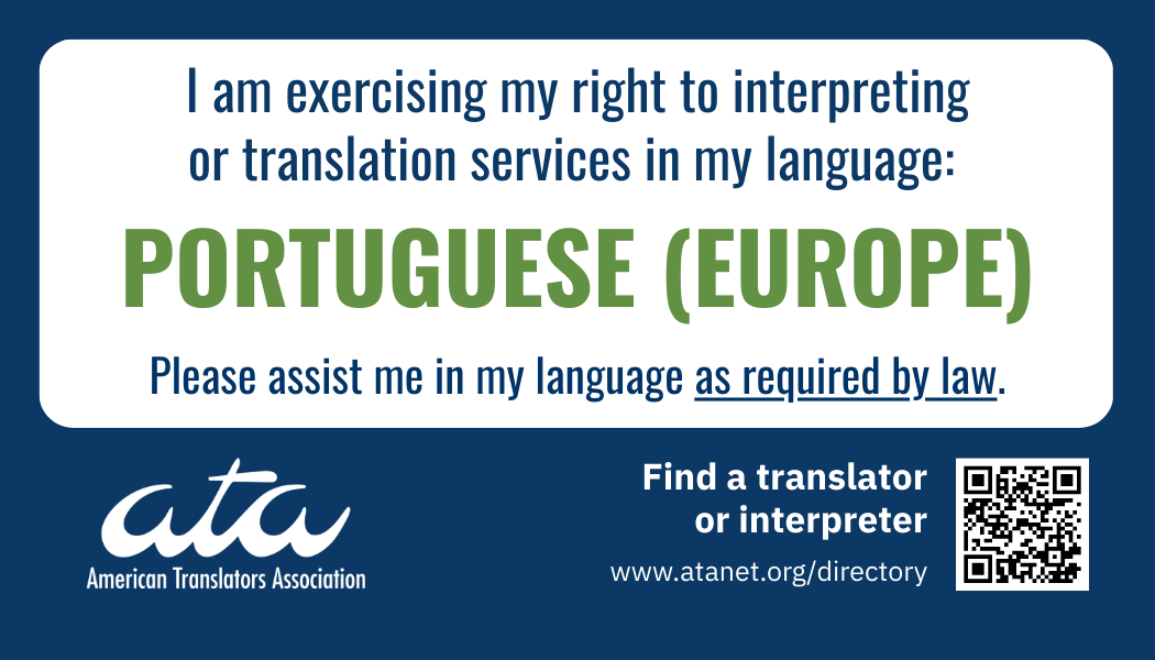 ATA Know Your Rights to Language Access (Portuguese-Europe)